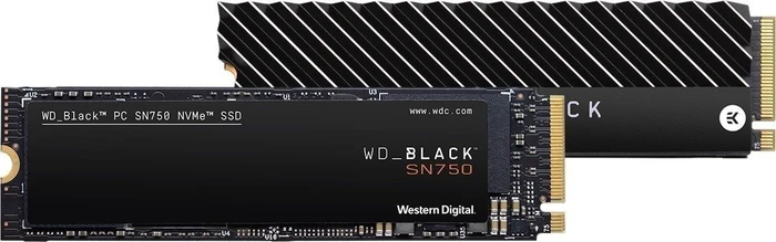 Western Digital WD_BLACK SN750 NVMe SSD 1TB, M.2 2280 / M-Key / PCIe 3.0 x4, Kühlkörper