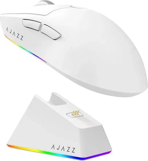 Ajazz AJ139 V2 MC Gaming Mouse mit Ladestation, weiß, USB/Bluetooth