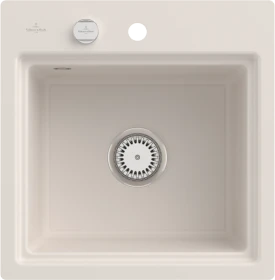 Villeroy & Boch Subway Style 50 S flat flächenbündig Becken mittig mit Ablauffernbedienung crema