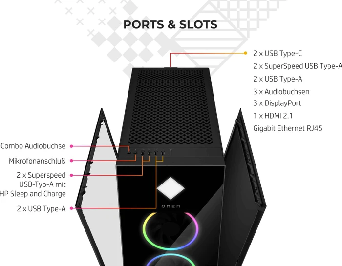 HP Omen 45L Desktop GT22-1004ng, Shadow Black, Core i9-13900K, 32GB RAM, 2TB SSD, GeForce RTX 4080