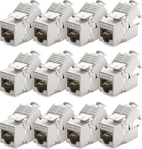 deleyCON Keystone Modul RJ-45 Buchse via Verlegekabel, Cat7, STP, 12er-Pack
