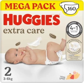Huggies Extra Care Gr.2 Einwegwindel, 3-6kg, 160 Stück (4x 40 Stück)