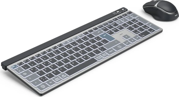 Hama WKM-750 Multi-Device-Tastatur-Maus-Set, blau/grau/schwarz, USB/Bluetooth, DE