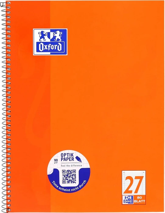 Oxford Schule Collegeblock, A4+, Lineatur 27, Softcover, orange, 80 Blatt