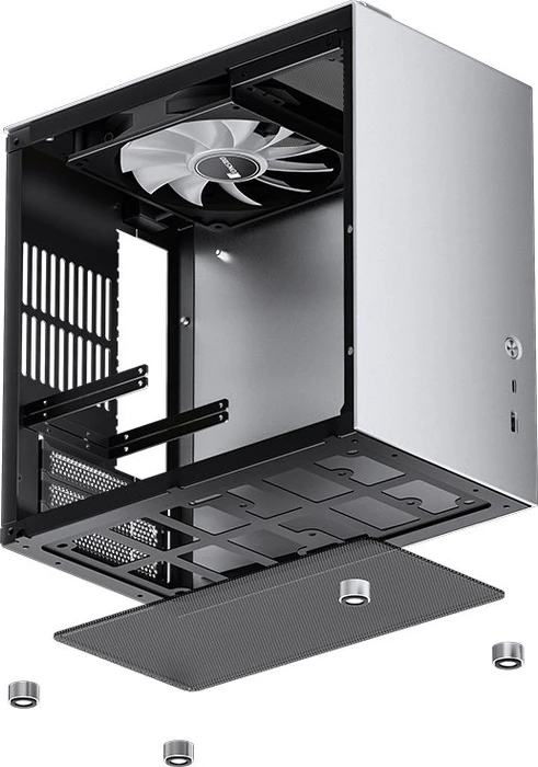 Jonsbo T8 PLUS Silver, silber, Glasfenster, Mini-ITX