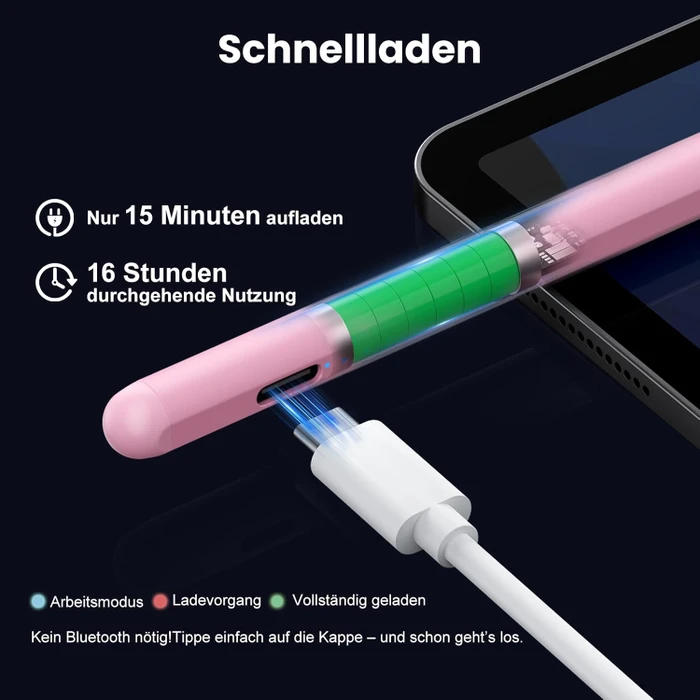 Kingone Stylus Pen Stift für iPad 2018-2026, rosa, USB-C