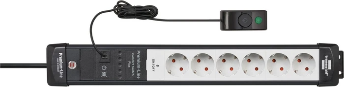 Brennenstuhl Premium-Line Comfort Switch Plus, 6-fach, 6x schaltbar, 3m, schwarz/hellgrau