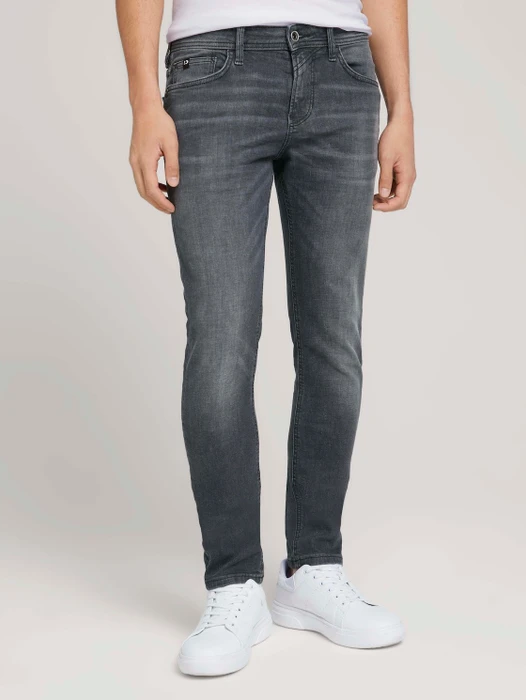 Tom Tailor Slim Piers Jeans mit Bio-Baumwolle Jeans used dark stone grey denim (Herren)