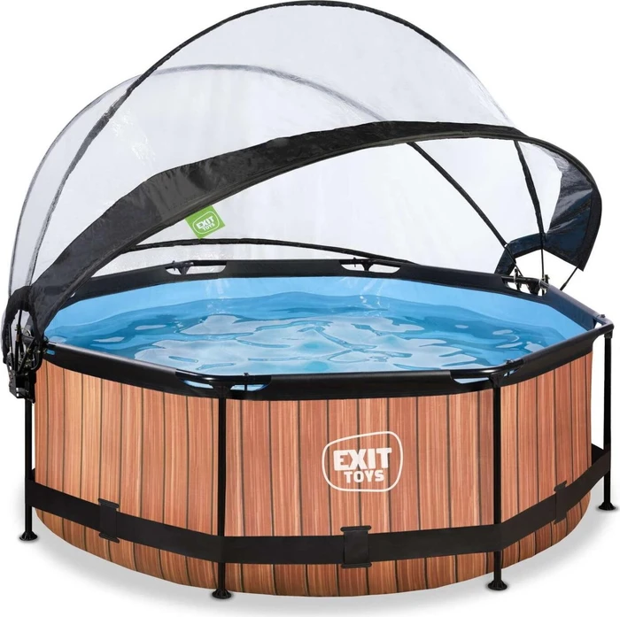 Exit Toys Wood Frame Pool mit Filterpumpe und Abdeckung rund 244x76cm