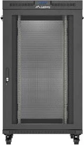 Lanberg 19" Rackschrank 27HE, LCD, freistehend, Flat Pack, V2, Gitternetztür, IP20, RAL 9004, 1000mm tief