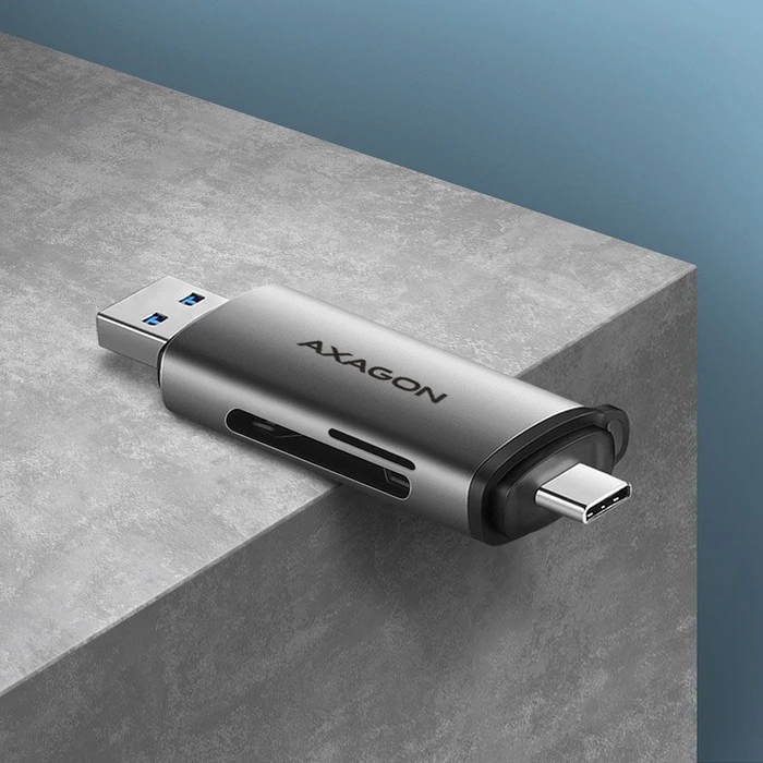 Axagon Dual-Slot-Cardreader, USB-C 3.0/USB-A 3.0 [Stecker]
