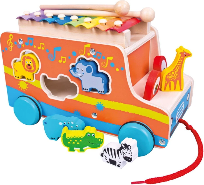 Bino Holz Steckauto mit Xylophon