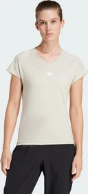 adidas Aeroready Train Essentials Minimal Branding V-Neck Funktionsshirt kurzarm beige/weiß (Damen)