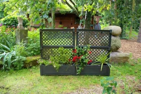 KHW Pflanzkasten-Set mit Spalier zentral 100x43cm anthrazit, 2-tlg.