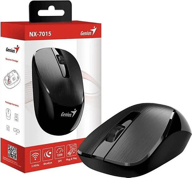 Genius NX-7015 V2 Wireless BluEye Mouse schwarz, USB