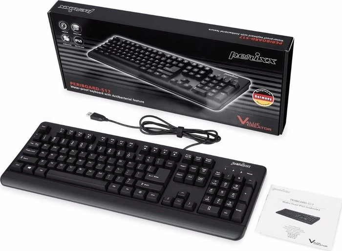 Perixx Periboard-517, schwarz, USB, DE