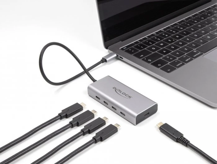 DeLOCK 4-Port USB-C-Hub mit PD, 4x USB-C 3.1, USB-C 3.1 [Stecker]