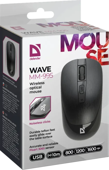 Defender Wave MM-995 Wireless Optical Mouse schwarz, USB