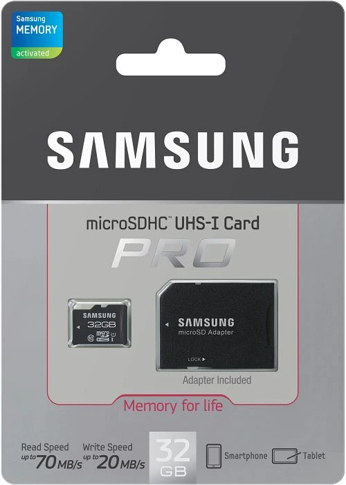 Samsung PRO R70/W20 32GB Kit, UHS-I, Class 10