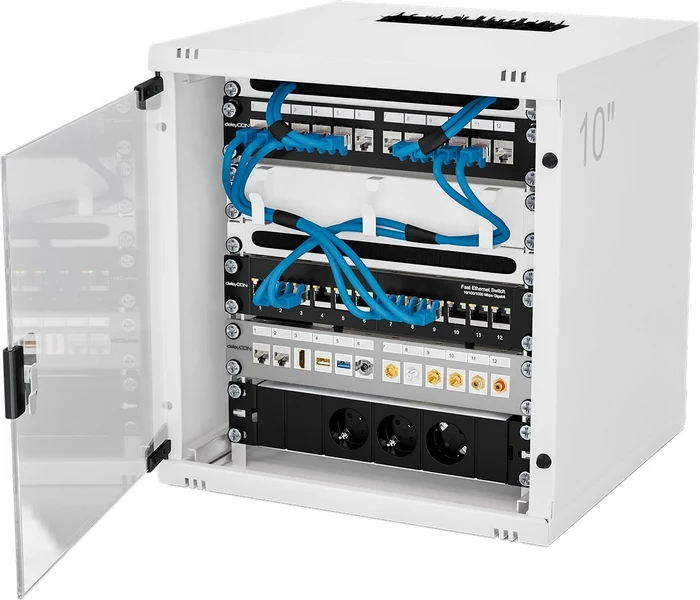 deleyCON Patchpanel für Keystone Module 10", 1HE, 12-Port, 10", 1HE, grau