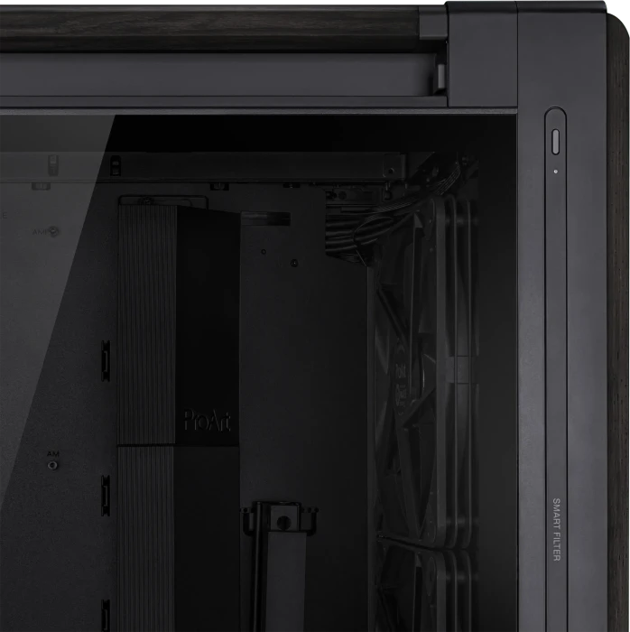 ASUS ProArt PA602 Wood Edition, schwarz/braun, Tempered Glass Panel, Glasfenster