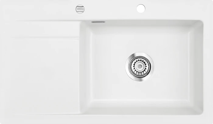 systemceram Stema 86 SL Einbau Becken links mit Ablauffernbedienung polar
