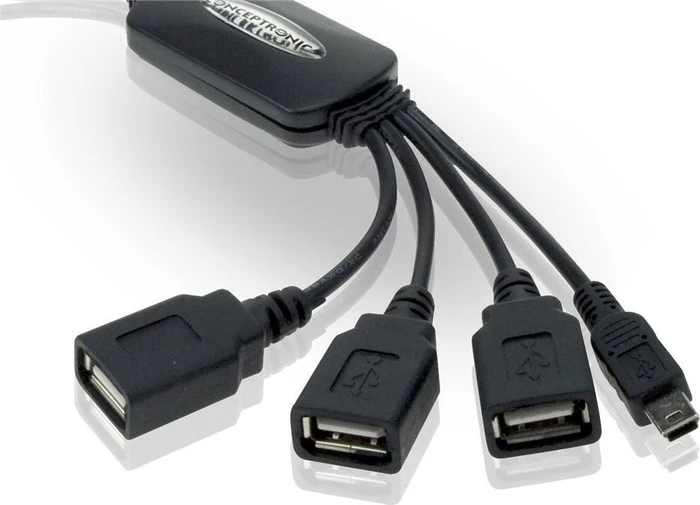 Conceptronic USB-Hub, 3x USB-A 2.0, 1x USB 2.0 Mini-B, USB-A 2.0 [Stecker]