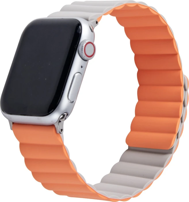 ISY Ersatzband Silikon ISB-2003 für Apple Watch 38mm/40mm/41mm hellgrau/hellorange
