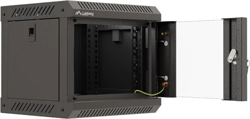 Lanberg WF11 Series 10" Rack Wandschrank 4HE, hängend, Flatpack, Glastür, IP20, RAL 9004, 300mm tief