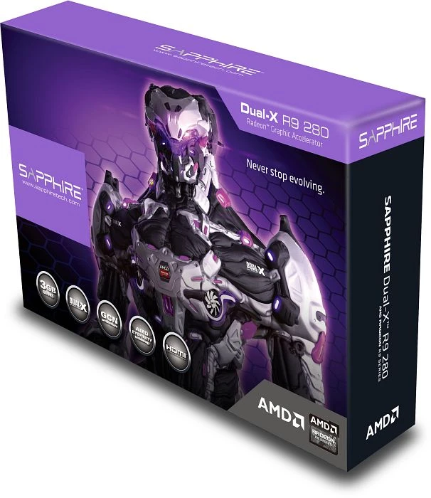 Sapphire Radeon R9 280 Dual-X OC, 3GB GDDR5, 2x DVI, HDMI, DP, full retail