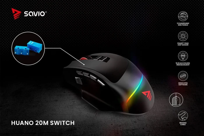 Savio Valiant RGB Gaming Mouse schwarz, USB
