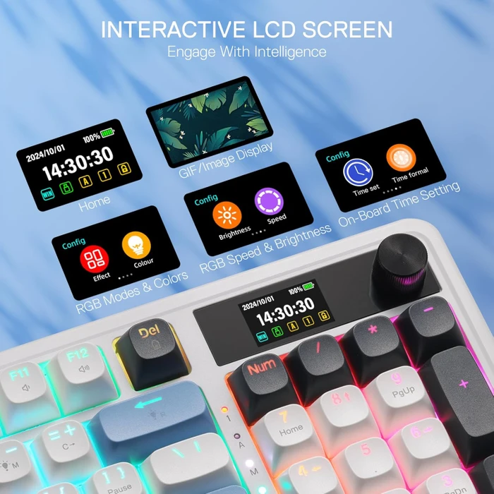 Redragon Galatin Pro K719 Wireless, Ice Blue, LEDs RGB, Outemu Red, USB/Bluetooth, US