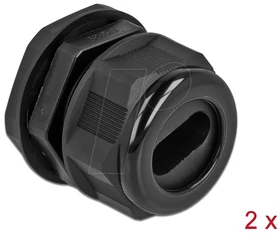 DeLOCK Kabelverschraubung PG29 für Flachkabel, schwarz, 2 Stück