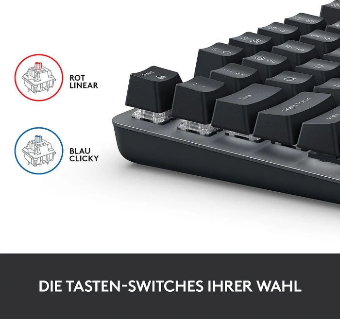 Logitech K835 TKL Mechanical Keyboard, grau/schwarz, TTC RED, USB, DE