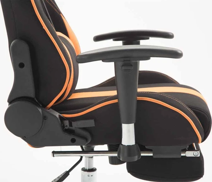 CLP Racing Limit Stoff Gamingstuhl mit Fußstütze, schwarz/orange