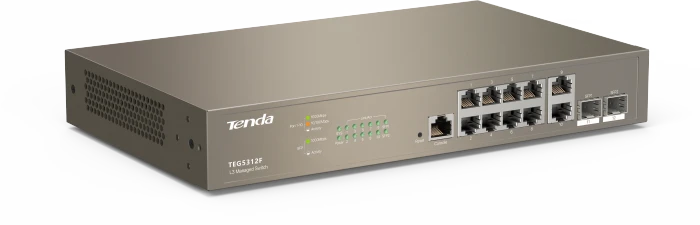 Tenda TEG5000 Rackmount Gigabit Managed Switch, 10x RJ-45, 2x SFP