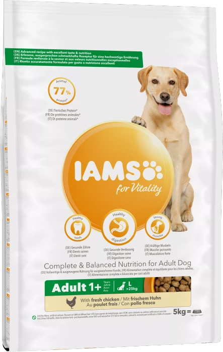 IAMS for Vitality für ausgewachsene Hunde großer Rasse, mit Huhn, 5kg