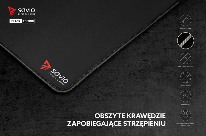Savio Black Edition Turbo Dynamic L Gaming Mauspad, schwarz