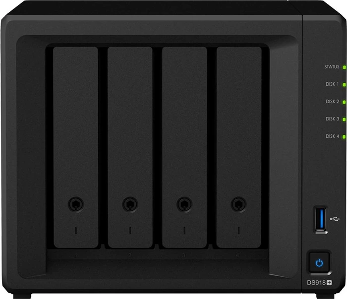 Synology DiskStation DS918+, 4GB RAM, 2x RJ-45 1000Base-T, 2x USB-A 3.0