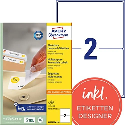 Avery-Zweckform Etiketten, A6, weiß, 200 Blatt (800 Etiketten)