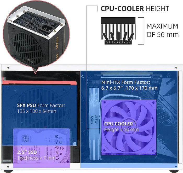 SGPC K49 Steel, silber/orange, Mini-ITX