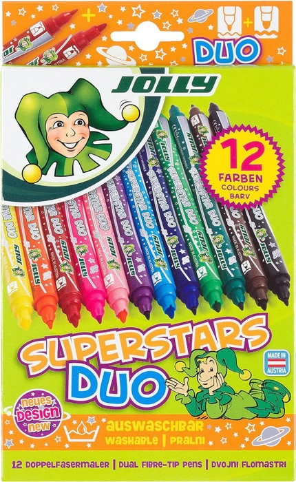 Jolly Superstars Duo Doppelfasermaler sortiert, 12er-Set, Etui