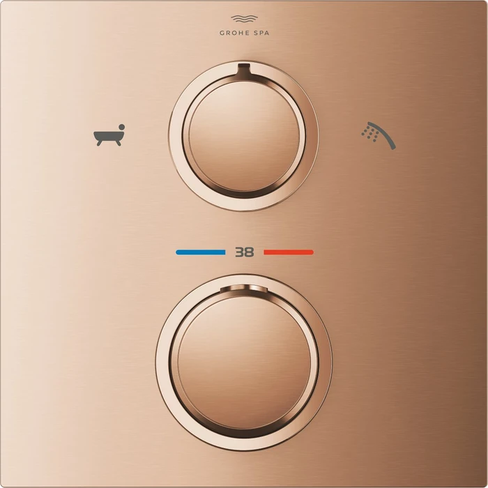 Grohe Allure Thermostat-Wannenbatterie mit integrierter 2-Wege-Umstellung warm sunset gebürstet