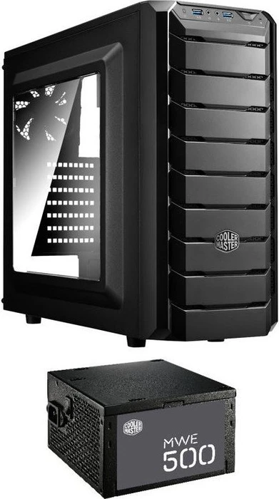 Cooler Master CMP 500 schwarz, Acrylfenster, 500W ATX