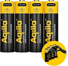 Aqiila Rechargeable Mignon AA Li-Ion USB-C 2000mAh 1.5V, 4er-Pack