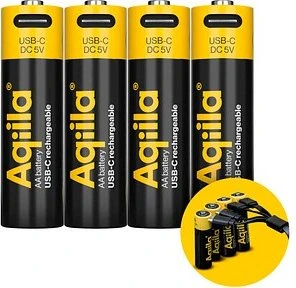Aqiila Rechargeable Mignon AA Li-Ion USB-C 2000mAh 1.5V, 4er-Pack