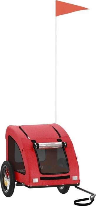 vidaXL Hunde 124x53cm Fahrradanhänger rot