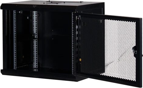 Rockstable 19" Wandschrank 9HE, Gitternetztür, IP2X, schwarz, 440mm tief
