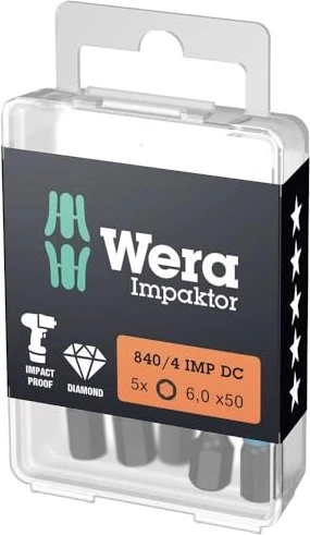 Wera 840/4 IMP DC Impaktor Innensechskant Bit 1/4", 4x50mm, 1 Stück