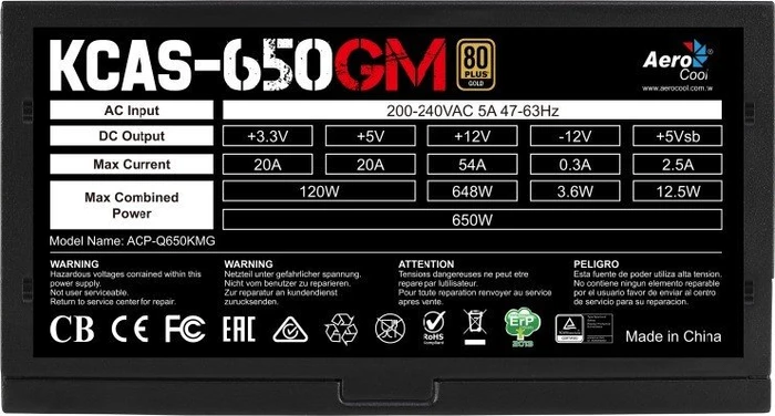 AeroCool KCAS 650GM 650W, ATX 2.4